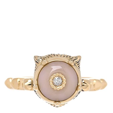 gucci feline head ring pink opal|GUCCI 18K Yellow Gold Pink Opal Diamond Le .